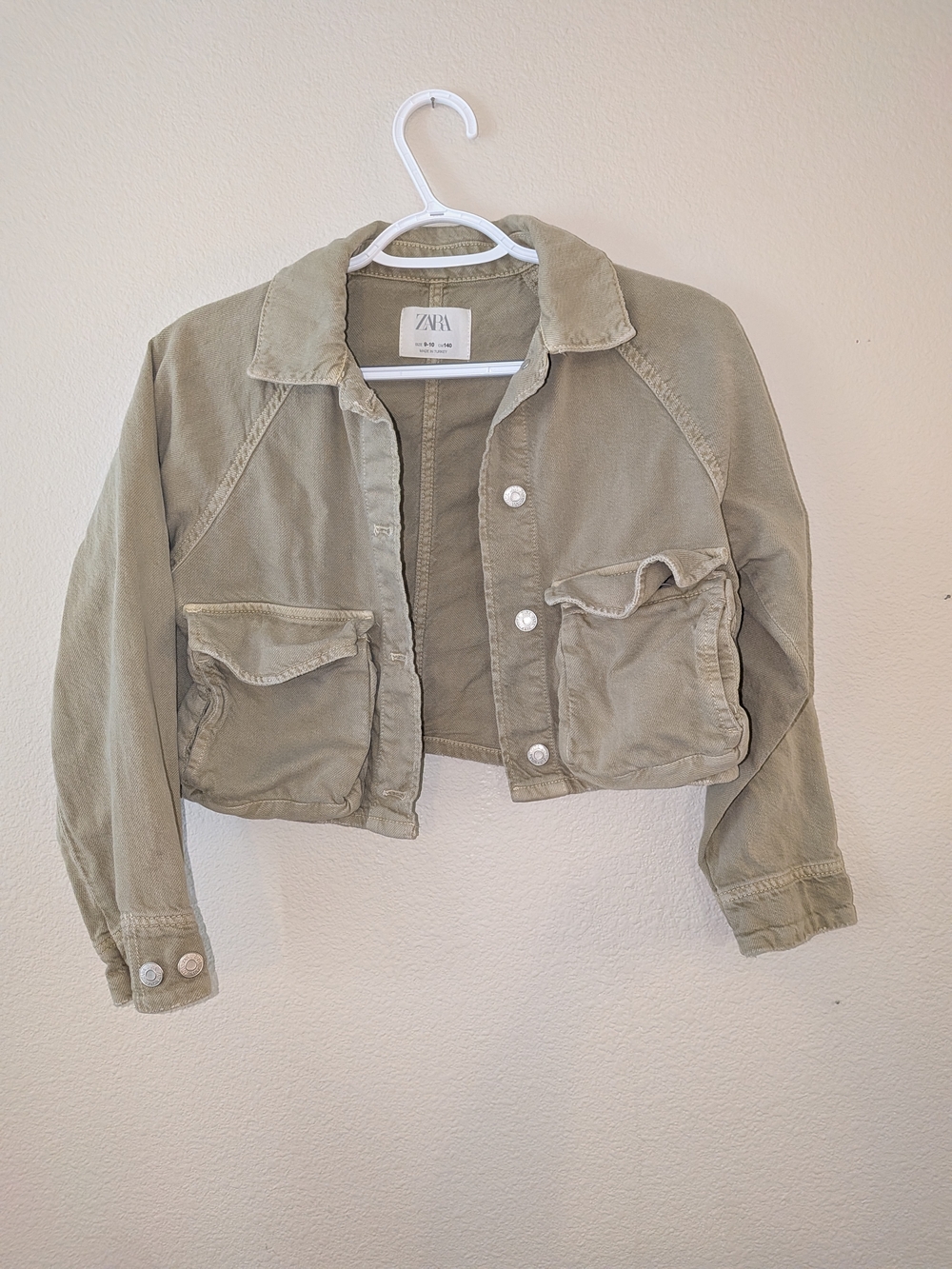 Zara Kids Olive Utility Crop Jacket